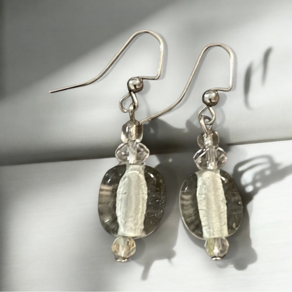 Handcrafted Glass Lampwork Bead Earrings | Clear And AB Glass Handmade Earrings